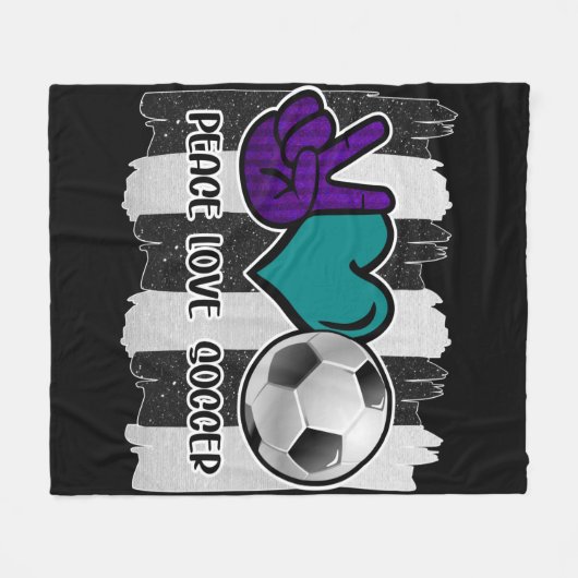 Schwarz-Weiß-Streifen Peace Liebe Soccer Fleecedecke (Vorderseite (Horizontal))