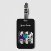 Schwarz-Weiß-Streifen Peace Liebe Soccer Gepäckanhänger (Vorderseite Vertikal)