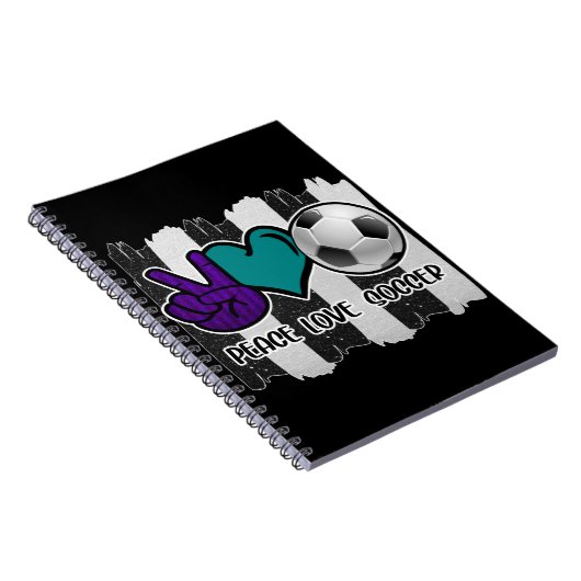 Schwarz-Weiß-Streifen Peace Liebe Soccer Notizblock (Rechte Seite)