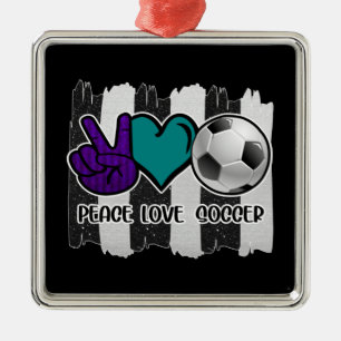 Schwarz-Weiß-Streifen Peace Liebe Soccer Ornament Aus Metall