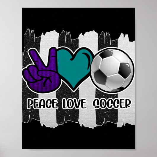 Schwarz-Weiß-Streifen Peace Liebe Soccer Poster (Vorne)