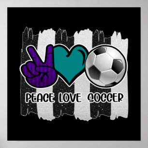 Schwarz-Weiß-Streifen Peace Liebe Soccer Poster