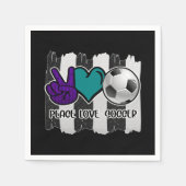 Schwarz-Weiß-Streifen Peace Liebe Soccer Serviette (Vorderseite)