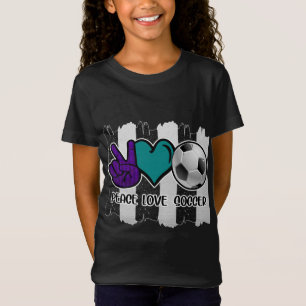 Schwarz-Weiß-Streifen Peace Liebe Soccer T-Shirt