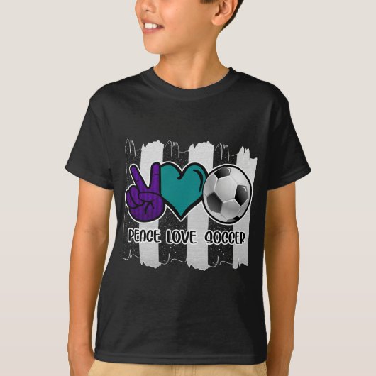 Schwarz-Weiß-Streifen Peace Liebe Soccer T-Shirt (Vorderseite)