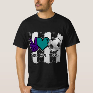 Schwarz-Weiß-Streifen Peace Liebe Soccer T-Shirt