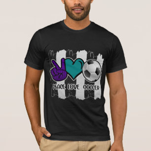 Schwarz-Weiß-Streifen Peace Liebe Soccer T-Shirt