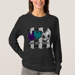 Schwarz-Weiß-Streifen Peace Liebe Soccer T-Shirt