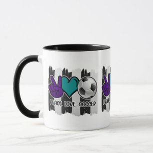 Schwarz-Weiß-Streifen Peace Liebe Soccer Tasse