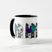 Schwarz-Weiß-Streifen Peace Liebe Soccer Tasse (Vorderseite Links)