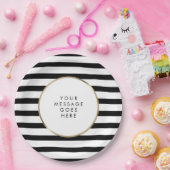 Schwarz-Weiß-Streifen Personalisiert Pappteller (Party)