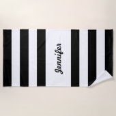 Schwarz-Weiß-Streifen Personalisiert Strandtuch (Vorderseite)