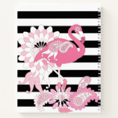 Schwarz-Weiß-Streifen Pink Flamingo Notizblock (Rückseite)