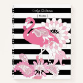 Schwarz-Weiß-Streifen Pink Flamingo Notizblock (Vorderseite)
