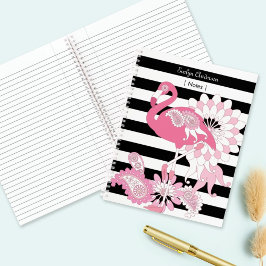 Schwarz-Weiß-Streifen Pink Flamingo Notizblock
