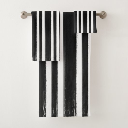 Schwarz-Weiß-Streifen Pinsel Badhandtuch Set (Insitu)