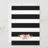 Schwarz-Weiß-Streifen Rosa Blütenblume Einladung (Rückseite)
