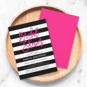 Schwarz/Weiß Streifen Rosa Brautparty Einladung