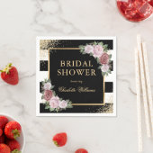 Schwarz-Weiß Streifen Rosa Brautparty Serviette (Beispiel)