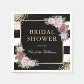 Schwarz-Weiß Streifen Rosa Brautparty Serviette (Vorderseite)