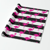 Schwarz-Weiß-Streifen Rosa Flamingo Geschenkpapier (Ungerollt)