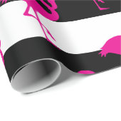 Schwarz-Weiß-Streifen Rosa Flamingo Geschenkpapier (Rolleneckpunkt)