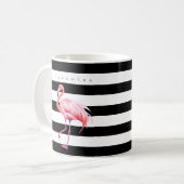 Schwarz/Weiß Streifen Rosa Flamingo Individuelle N Kaffeetasse (Vorderseite Links)