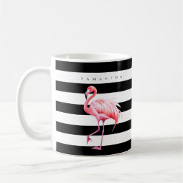 Schwarz/Weiß Streifen Rosa Flamingo Individuelle N Kaffeetasse