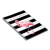 Schwarz/Weiß Streifen Rosa Flamingo Individuelle N Notizblock (Rechte Seite)