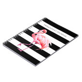 Schwarz/Weiß Streifen Rosa Flamingo Individuelle N Notizblock (Linke Seite)