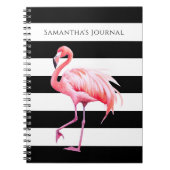 Schwarz/Weiß Streifen Rosa Flamingo Individuelle N Notizblock (Vorderseite)