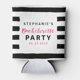 Schwarz/Weiß Streifen Rosa Junggeselinnen-Abschied Dosenkühler