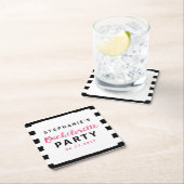 Schwarz/Weiß Streifen Rosa Junggeselinnen-Abschied Rechteckiger Pappuntersetzer (Vor Ort)