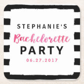 Schwarz/Weiß Streifen Rosa Junggeselinnen-Abschied Rechteckiger Pappuntersetzer (Vorderseite)