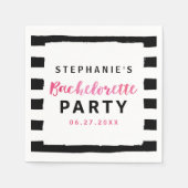 Schwarz/Weiß Streifen Rosa Junggeselinnen-Abschied Serviette (Vorderseite)