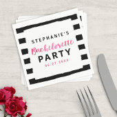 Schwarz/Weiß Streifen Rosa Junggeselinnen-Abschied Serviette