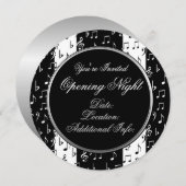 Schwarz-Weiß-Streifen Runde Einladung (Vorne/Hinten)