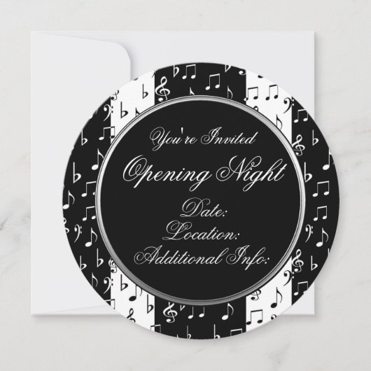 Schwarz-Weiß-Streifen Runde Einladung (Vorderseite)