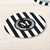 Schwarz-Weiß-Streifen Runder Pappuntersetzer (Angewinkelt)