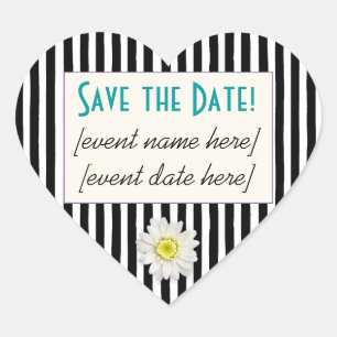 Schwarz/Weiß-Streifen Save the Date Aufkleber