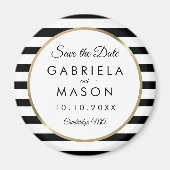Schwarz-Weiß-Streifen Save the Date Magnet (Vorne)