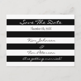 Schwarz-weiß Streifen Save the Date Postkarte