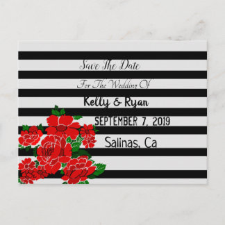 Schwarz-Weiß-Streifen Save the Date Postkarte