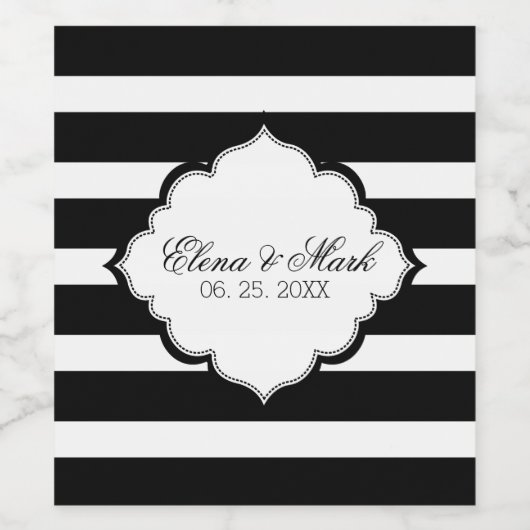 Schwarz-Weiß-Streifen - Save the Date Weinetikett (Einzelnes Label)