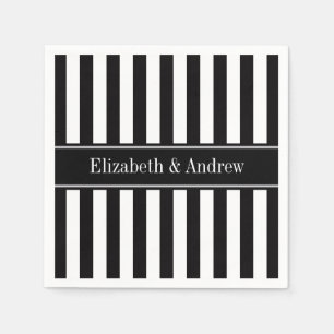 Schwarz Weiß Streifen Schwarz Name Monogramm Serviette