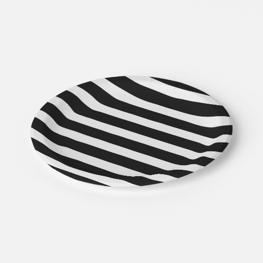 Schwarz-Weiß Streifen Streifen Streifen Streifen C Pappteller (Schrägansicht)