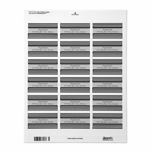 Schwarz-Weiß-Streifen, Streifenmuster, Linien Adressaufkleber (Vorne)