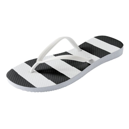 Schwarz-Weiß-Streifen, Streifenmuster, Linien Badesandalen (Schrägansicht)
