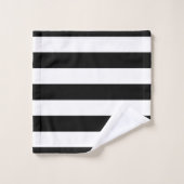 Schwarz-Weiß-Streifen, Streifenmuster, Linien Badhandtuch Set (Waschlappen)