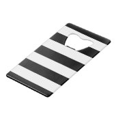 Schwarz-Weiß-Streifen, Streifenmuster, Linien Geldbeutel Flaschenöffner (Rückseite Schrägansicht)